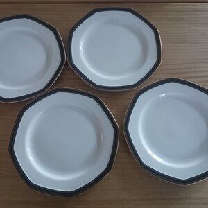 set of 4 Christopher Stuart Black Dress Salad Plates 8"